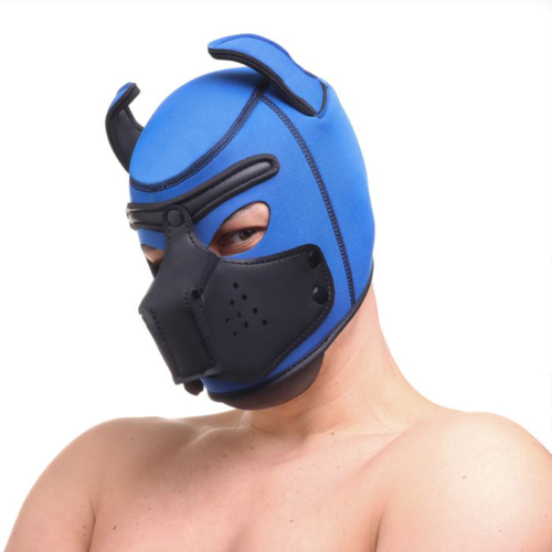 Синяя неопреновая БДСМ-маска Puppy Play - 0