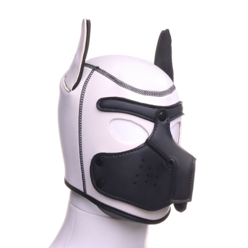 Белая неопреновая БДСМ-маска Puppy Play - 10