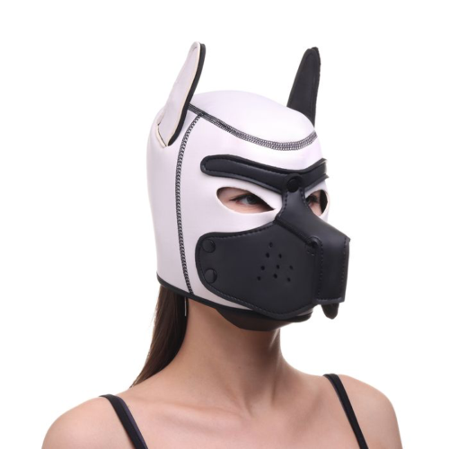 Белая неопреновая БДСМ-маска Puppy Play - 5