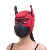 Красная неопреновая БДСМ-маска Puppy Play - 4