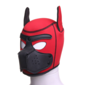 Красная неопреновая БДСМ-маска Puppy Play - 7