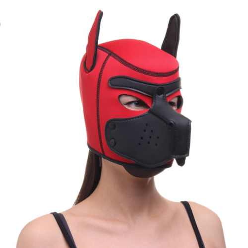 Красная неопреновая БДСМ-маска Puppy Play - 5