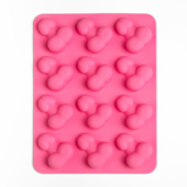 Ярко-розовая силиконовая форма для льда с фаллосами - 1