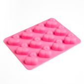 Ярко-розовая силиконовая форма для льда с фаллосами - 0