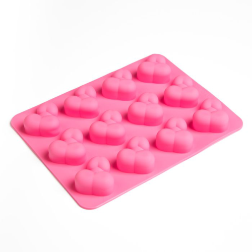 Ярко-розовая силиконовая форма для льда с фаллосами - 0