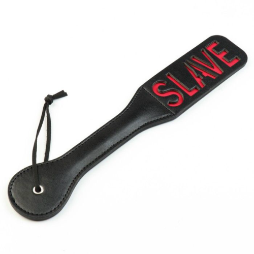 Черная гладкая шлепалка SLAVE - 38 см. - 0