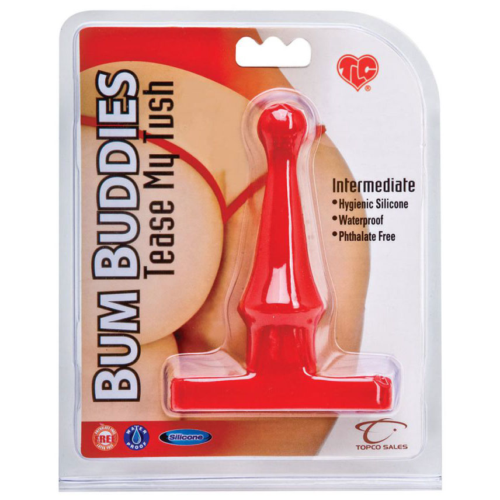 Красная анальная пробка Bum Buddies Tease My Tush, Intermediate Silicone Anal Plug - 12 см. - 1