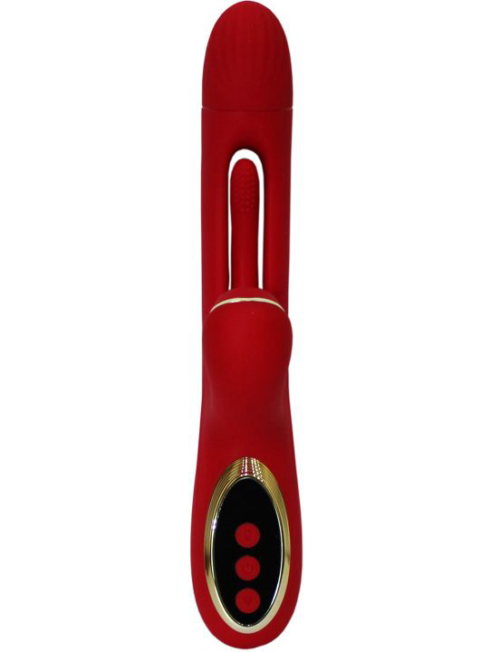 Красный вибратор с тройной стимуляцией Tornado G-Hit - 24,5 см. - 2