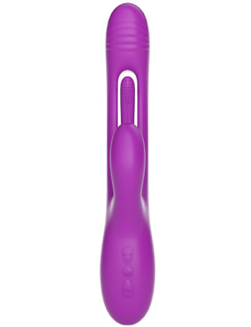 Фиолетовый ударный вибратор-кролик G-Hit - 24 см. - 1