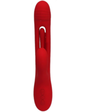 Красный ударный вибратор Anal G-Hit с анальной цепочкой - 24 см. - 2