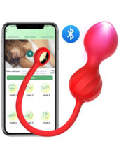 Красные вагинальные виброшарики Magic с управлением через приложение - 1