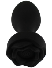 Черная анальная вибропробка Rose с пультом ДУ - 9 см. - 2