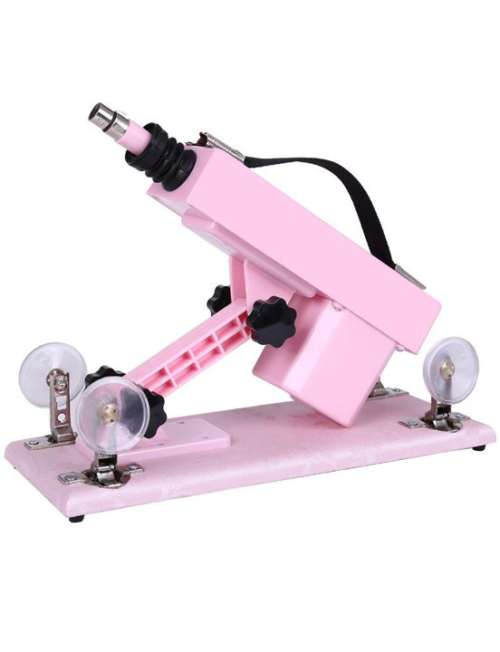 Розовая секс-машина с проводным пультом и 5 насадками - 0