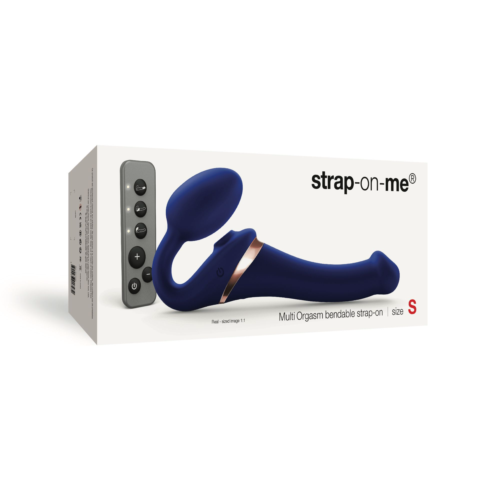 Синий безремневой страпон Multi Orgasm Size S с клиторальной стимуляцией - 1