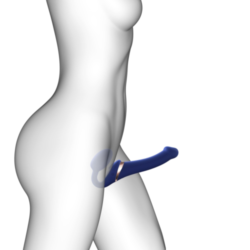 Синий безремневой страпон Multi Orgasm Size S с клиторальной стимуляцией - 2