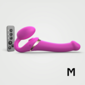 Ярко-розовый безремневой страпон Multi Orgasm Size M с клиторальной стимуляцией - 1