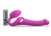 Ярко-розовый безремневой страпон Multi Orgasm Size M с клиторальной стимуляцией - 0
