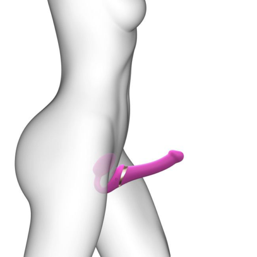 Ярко-розовый безремневой страпон Multi Orgasm Size M с клиторальной стимуляцией - 5