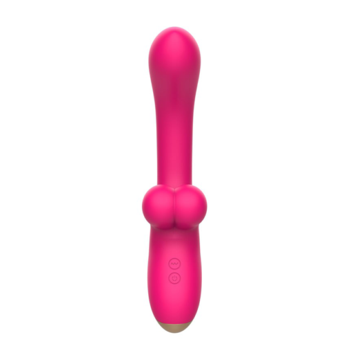 Розовый изогнутый вибратор-кролик - 21,2 см. - 2