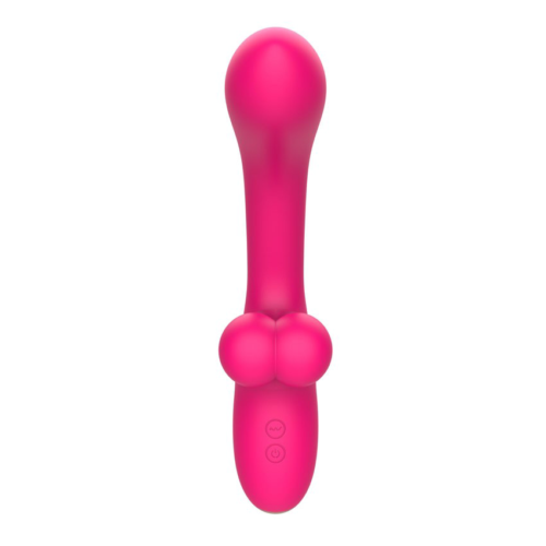 Розовый изогнутый вибратор-кролик - 21,2 см. - 8