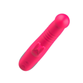 Розовый вибратор-ротатор со стимулятором клитора и возвратно-поступательными движениями - 22,4 см. - 4
