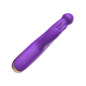 Фиолетовый вибратор-ротатор со стимулятором клитора и возвратно-поступательными движениями - 22,4 см. - 7