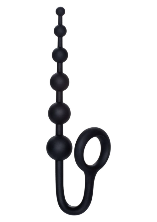Чёрный анальный стимулятор с кольцом COLT BUDDY BALLS - 18,5 см. - 0