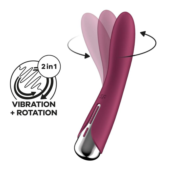 Малиновый вибратор-ротатор Spinning Vibe 1 - 18 см. - 2