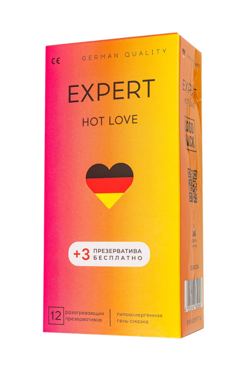 Презервативы EXPERT Hot Love с разогревающим эффектом - 12 шт.(+3 в подарок) - 0