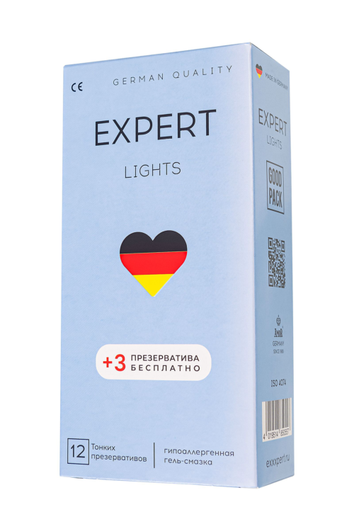 Ультратонкие презервативы EXPERT Lights - 12 шт.(+3 в подарок) - 0