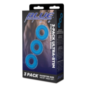 Комплект из трех голубых колец для эрекции 3-Pack Ultra-Stim Stretch Cock Rings - 4