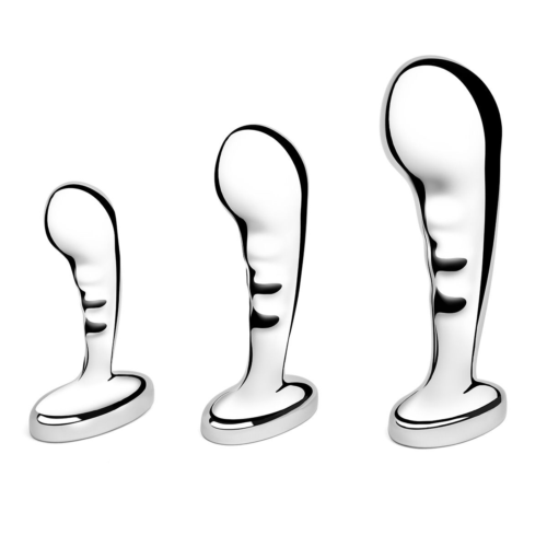 Набор из 3 стальных стимуляторов простаты Stainless Steel P-spot Training Set - 0