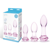 Набор из 3 стеклянных анальных пробок Rosebud Butt Plug Set - 1