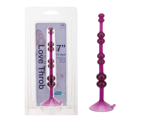 Фиолетовая анальная цепочка на присоске LOVE THROB PURPLE - 17,8 см. - 0
