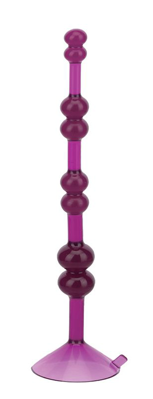 Фиолетовая анальная цепочка на присоске LOVE THROB PURPLE - 17,8 см. - 1