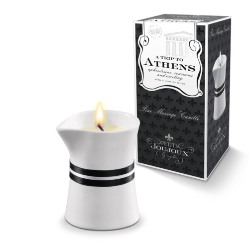 Массажное масло в виде малой свечи Petits Joujoux Athens с ароматом муската и пачули - 0