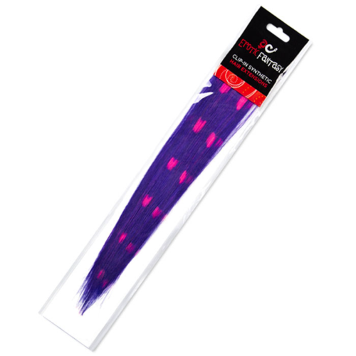 Цветные Clip-In локоны фиолетовые с розовыми сердечками - 0