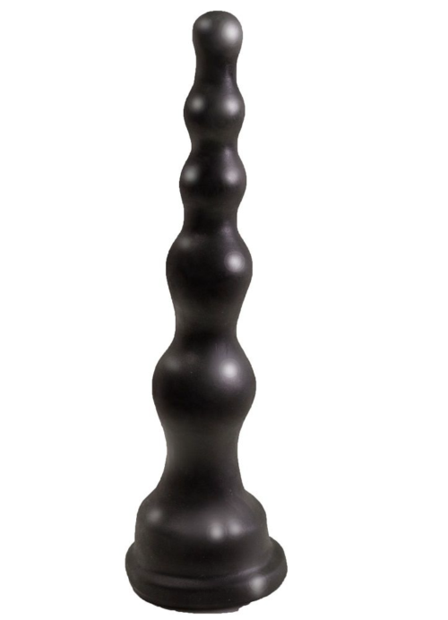 Чёрная анальная ёлочка с ограничительным основанием - 17,5 см. - 0