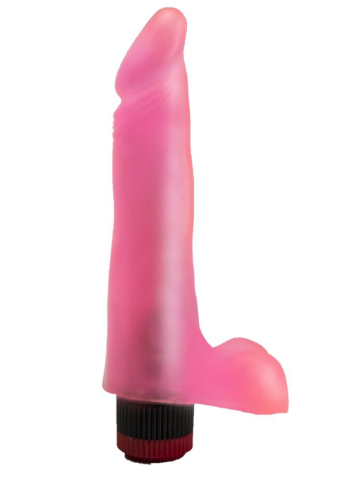 Гелевый розовый вибромассажёр - 17,8 см. - 0