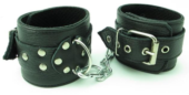 Чёрные наручники из кожи с пряжками - 0