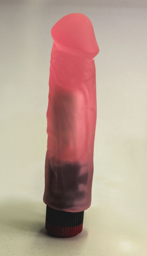 Розовый вибромассажер в виде фаллоса с венками - 18,5 см. - 0