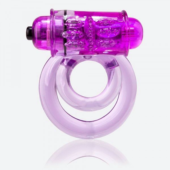 Фиолетовое двойное виброкольцо со стимулятором клитора Doubleo 6 - 0