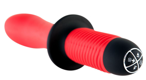 Двусторонний красный вибратор с двойным мотором - 28 см. - 2