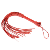 Гладкая красная плеть из кожи с жесткой рукоятью - 65 см. - 0