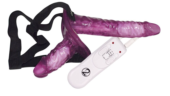 Страпон с вибрацией и вагинальной пробкой STRAP ON DUO - 18 см. - 0