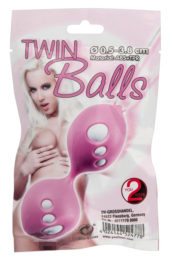 Розовые вагинальные шарики Twin Balls - 1