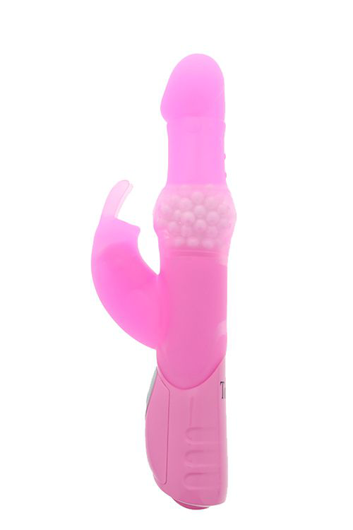 Розовый вибромассажёр с клиторальным отростком Rabbit Pearl - 26,5 см. - 2