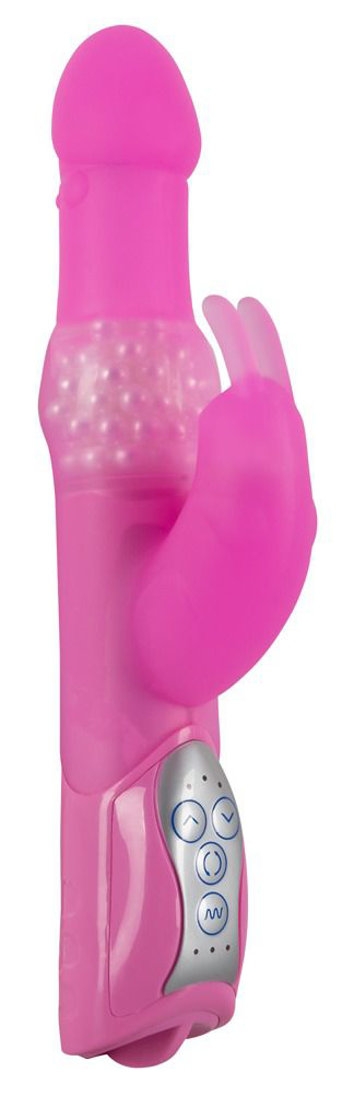 Розовый вибромассажёр с клиторальным отростком Rabbit Pearl - 26,5 см. - 0