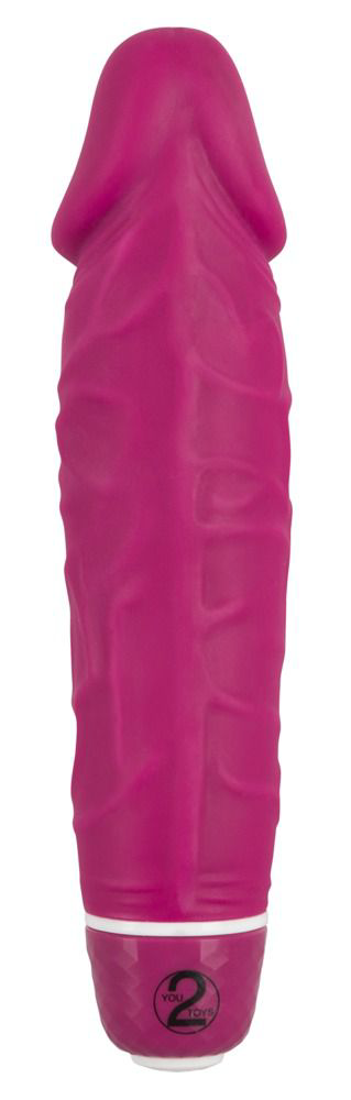 Ярко-розовый вибратор-реалистик Vibra Lotus - 15,5 см. - 1