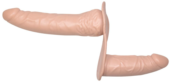 Телесный страпон с вагинальной пробкой Double Dong Strap-On - 19 см. - 3
